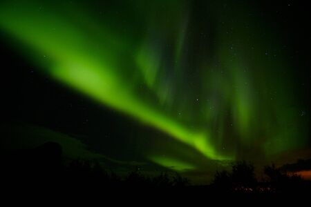 Colorful northern lights (Aurora Borealis), Icelandの写真素材