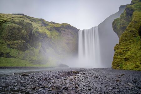 Skogafoss - the famous waterfall in southern Icelandの写真素材