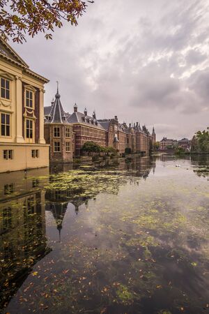 Hofvijver and Binnenhof in Den Haag, Netherlandsの写真素材