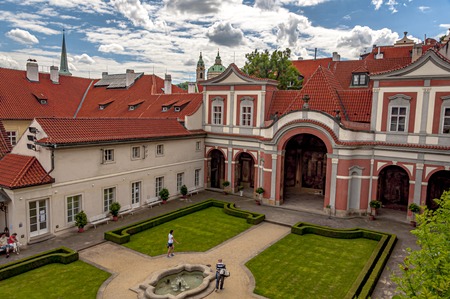 View of Ledeburg Garden and Ledeburg Palace from the gardens below Prague Castle, Prague, Czech Republicのeditorial素材