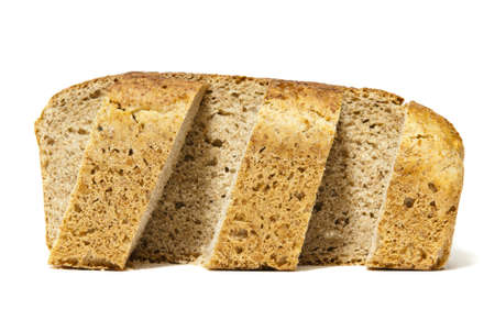 Studio photo of loaf of bread.  Isolated on white background.