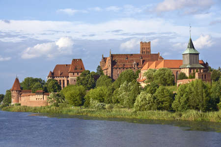 Malbork Castle  View from opposite river bank  The largest brick building 