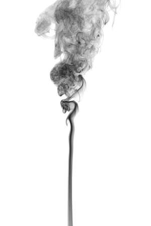 Studio shot of black smoke on the white backgroundの写真素材