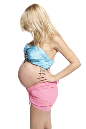 Portrait of a pregnant woman  Studio photo of pregnant woman isolated on white のeditorial素材