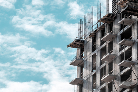 Construction. Urban landscape. Blue sky. Buildingの写真素材