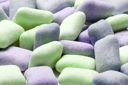 Brightly colored chewing gum laying. Colorful backgroundの写真素材