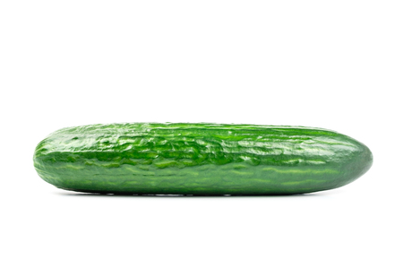 Fresh green cucumber isolated on white backgroundの写真素材