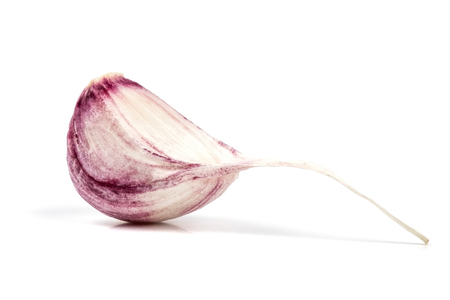 Head of garlic isolated on white backgroundの写真素材