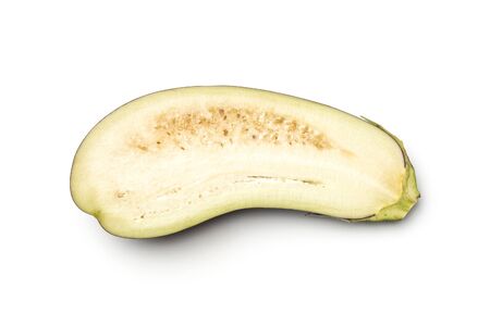 Sliced aubergine or eggplant. Flat lay. Top viewの写真素材