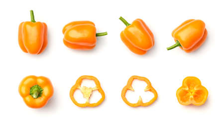 Collection of peppers isolated on white background. Set of multiple images. Part of seriesの写真素材
