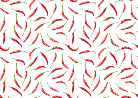 Seamless pattern with chilli pepper. Abstract background. Top viewの写真素材
