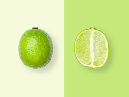Layout of lime. Creative food concept. Flat lay. Top viewの写真素材