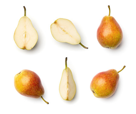 Collection of pears isolated on white backgroundの写真素材