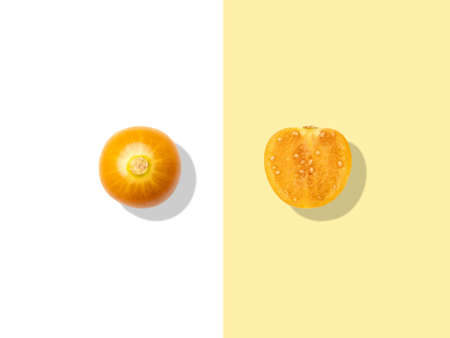 Layout of physalis. Creative food concept. Flat lay. Top viewの写真素材