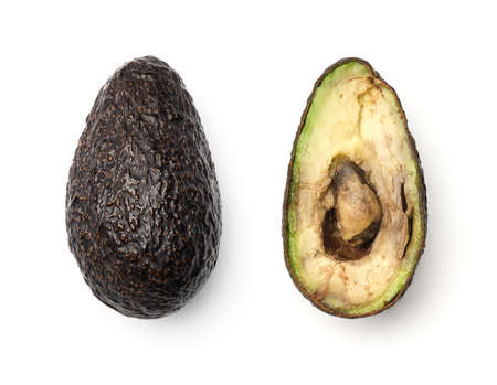 Collection of hass avocados isolated on white background. Set of multiple images. Part of series