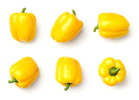 Collection of peppers isolated on white background. Set of multiple images. Part of seriesの写真素材