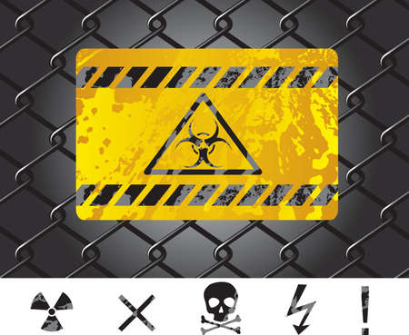 Warning Symbol and Chainlink Fenceのイラスト素材