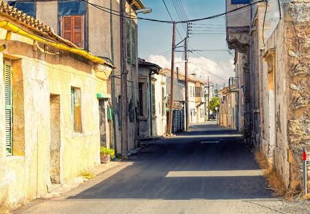Old part of Larnaca city, street with vintage buildingsの写真素材