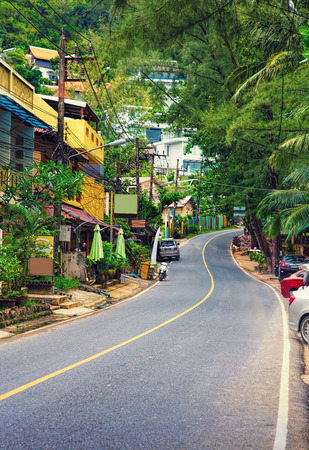 Street near Naithon sea beach. Phuket, Thailandの写真素材