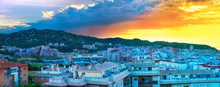City landscape at sunrise. Lloret de mar, Spainの写真素材