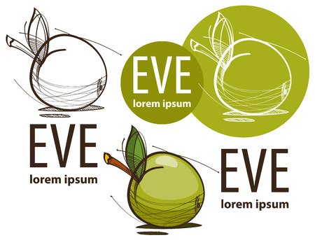 Illustration of a green apple on white background, Eve, fruitのイラスト素材