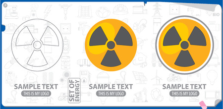Radiation warning logo and symbol, outline, contour, stroke logoのイラスト素材