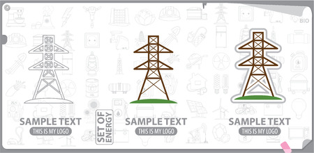 Power transmission tower logo, energeticsのイラスト素材