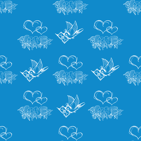 Blue White- seamless vector patternのイラスト素材
