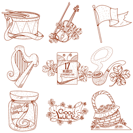 Set with greetings for St. Patrick's Day.のイラスト素材