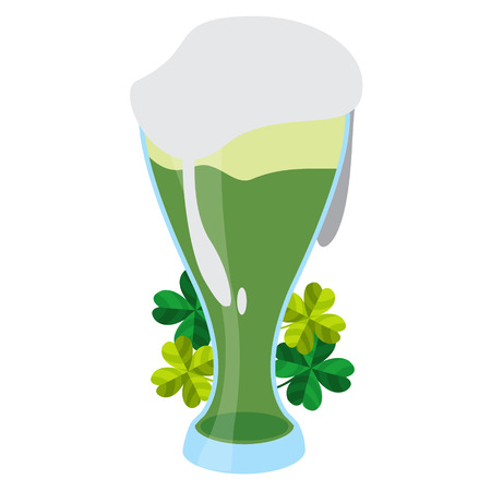 Green foamy beer in a glass.のイラスト素材