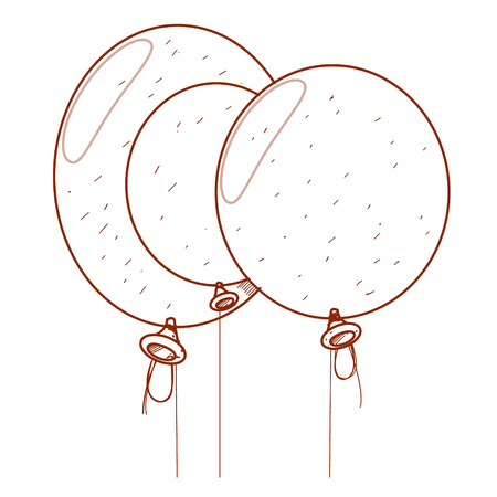 Three balloons outline drawing.のイラスト素材