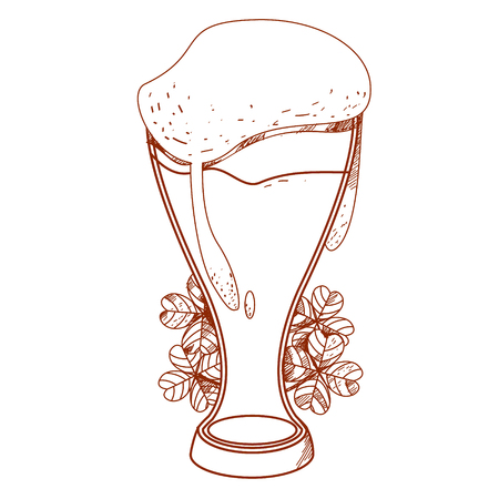 Green foamy beer in a glass.のイラスト素材