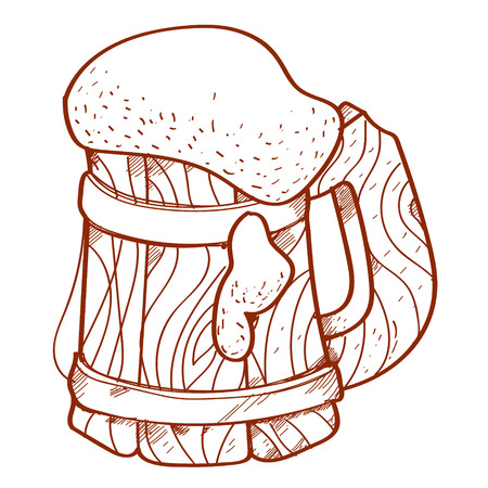 Wooden mug of beer foam.のイラスト素材