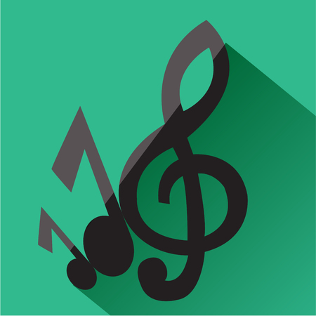 Treble clef and musical notes icon. Modern colored icons in a flat design with long shadow.のイラスト素材