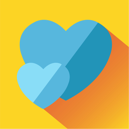 Two stylized blue heart icon. Modern colored icons in a flat design with long shadow.のイラスト素材