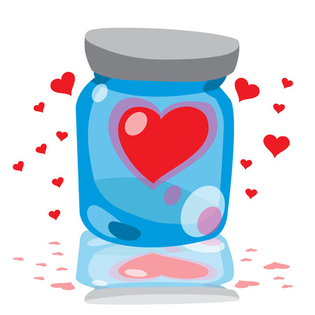 Drawing glass jars with clogged hearts for congratulations on Valentine's Day and for the design of wedding paraphernalia.のイラスト素材