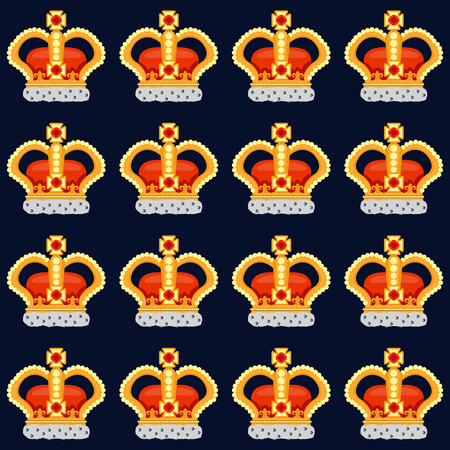 Seamless pattern with crown monarch to the noble dark blue background.のイラスト素材