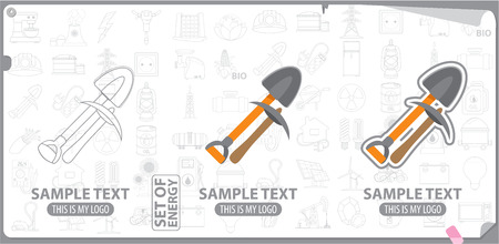 Mining tools, shovel and pickaxe logoのイラスト素材