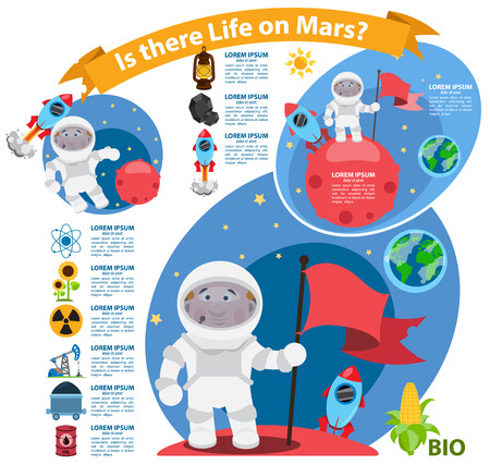 Infographics Is there life on Mars, space, astronautのイラスト素材