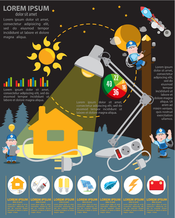 Infographics energetics, energy industry, energetics and houseのイラスト素材