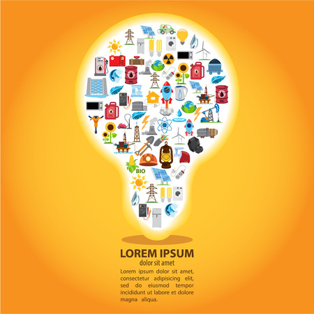 The energy infographic, modern infographic template, creative light bulb with iconsのイラスト素材