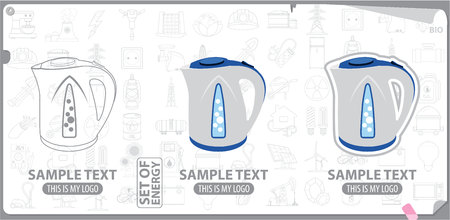 Electric kettle logo, white goodsのイラスト素材