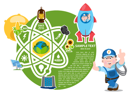 Energetic industry infographic, electricity industry infographicのイラスト素材