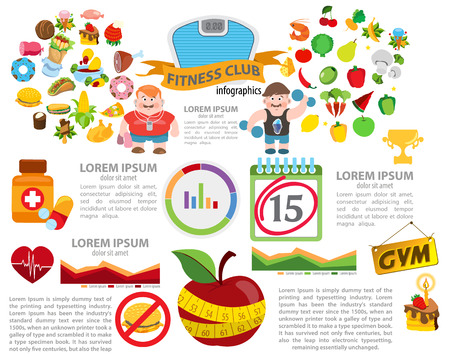 Fitness and diet infographic, healthy lifestyleのイラスト素材
