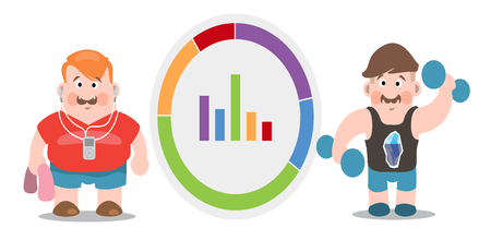 Before after, gym, fitness, healthy lifestyle, sport, weight lossのイラスト素材