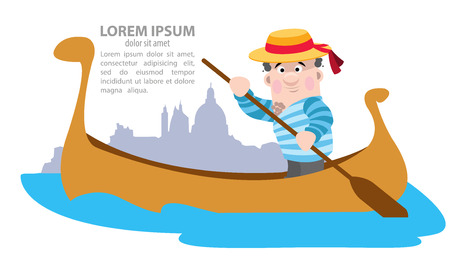 Venice gondola, gondolier, Italyのイラスト素材