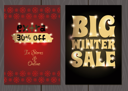 Set of posters or flyers for Christmas and New Year sales and promotions.のイラスト素材