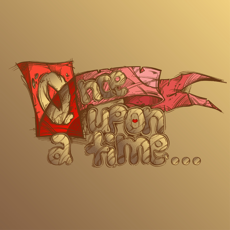 Once upon a time. Hand drawn inscription on beige background.のイラスト素材