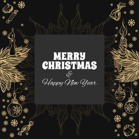 Merry Christmas and Happy New Year. Vector illustration for greeting cards, posters and other items.のイラスト素材