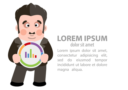 The Mman and his chart. Vector illustration.の写真素材
